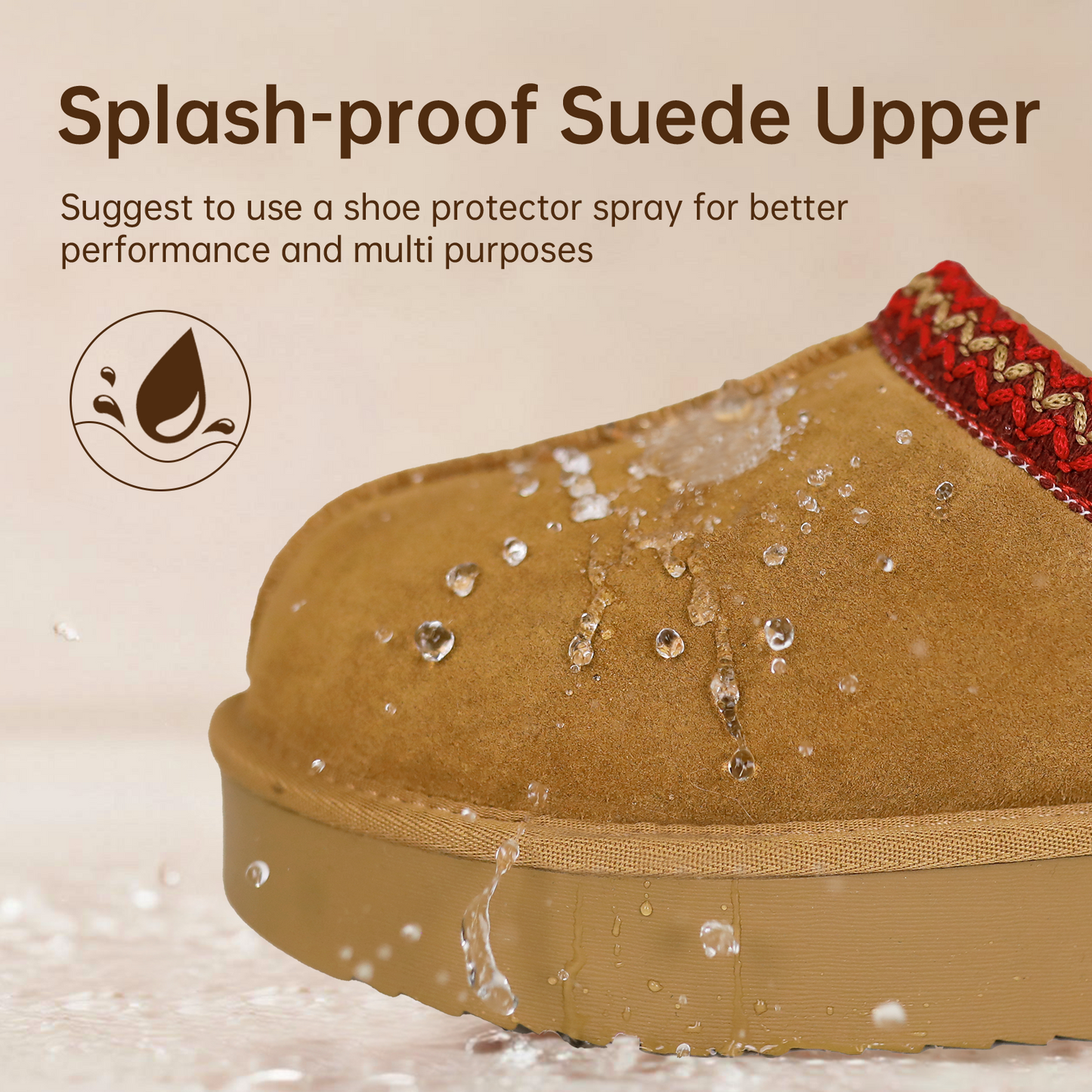 TERO WarmTeddy Premium Fluffy Lined Suede Slippers