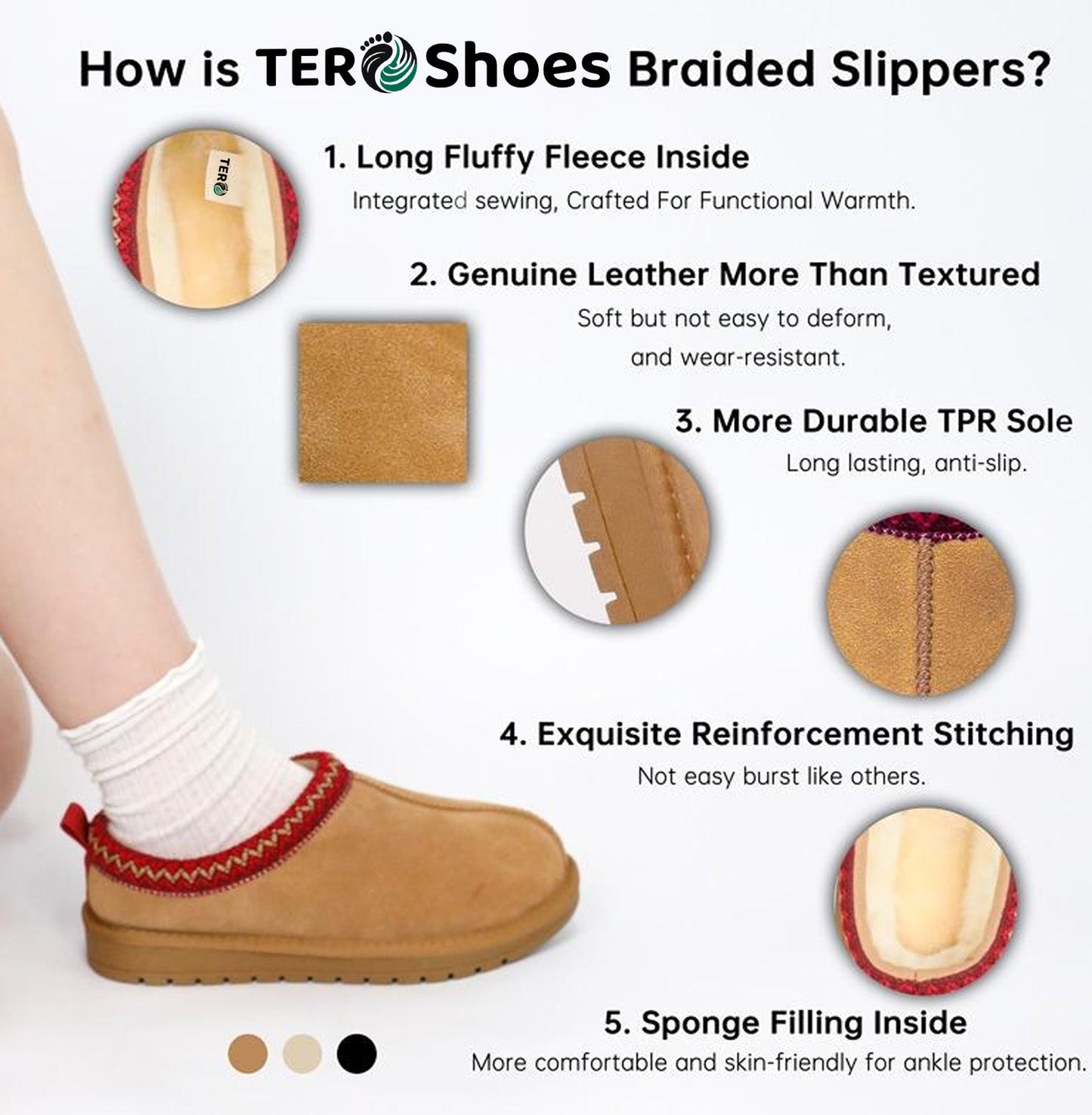 TERO WarmTeddy Premium Fluffy Lined Suede Slippers (Copy)
